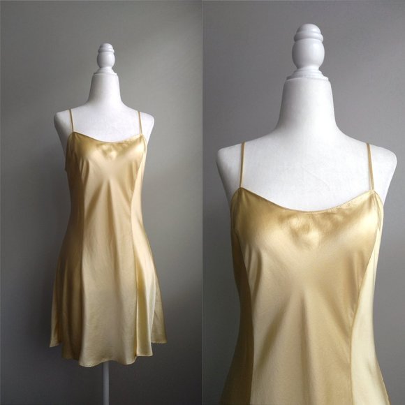 *SOLD* Victoria's Secret / VTG Yellow Silk Slip - Picture 2 of 6